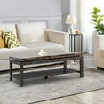 thumbnail image 6 of 47 Inch Modern Coffee Table, Faux Marble Top, Open Bottom Shelf, Black- Saltoro Sherpi, 6 of 6