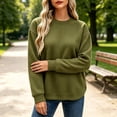 thumbnail image 5 of Women's Waffle Knit Sweatshirt Crew Neck Long Sleeve Drop Shoulder Casual Pullover Top, 5 of 7