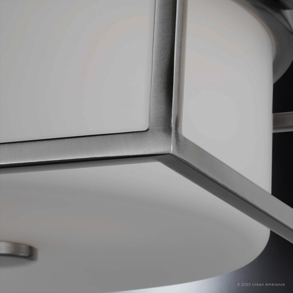 Luxury Minimalist Indoor Ceiling Light, 5.5''H x 15.375''W, with Modern Style Elements, Urban Loft Design, Brushed Nickel Finish and Etched Opal, UHP3150