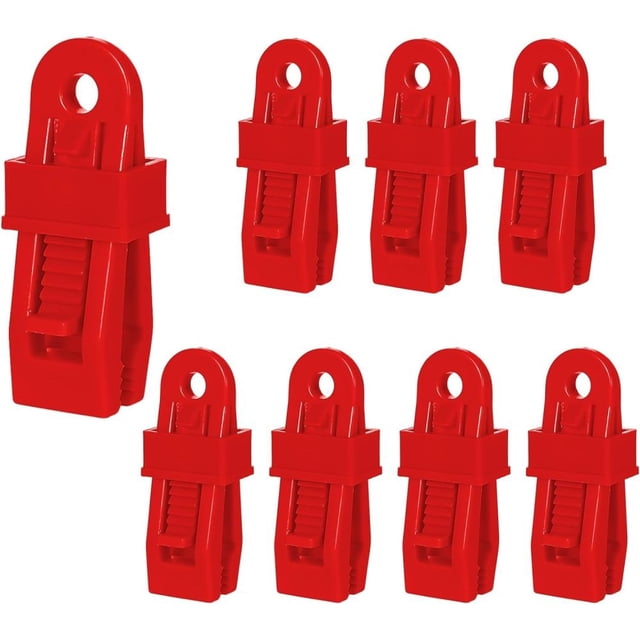 8 Uds. Agarre de bloqueo resistente, abrazaderas de lona para toldos, camping al aire libre, marquesinas para caravanas, cubiertas para coches (rojo)