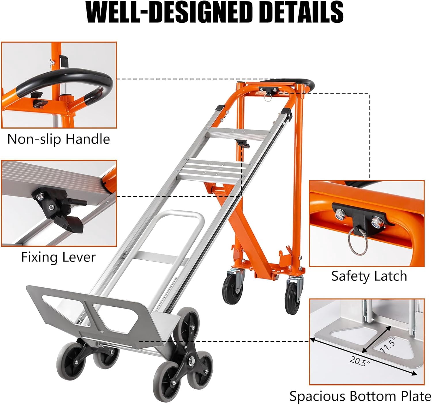 Yonopro  4 in 1 Convertible Stair Climbing Cart 1000 LBS Capacity, Heavy Duty Aluminum Hand Truck Dolly Cart with Climbing Wheel, Folding Stair Climbing Cart Trolley for Warehouse Logistics Moving
