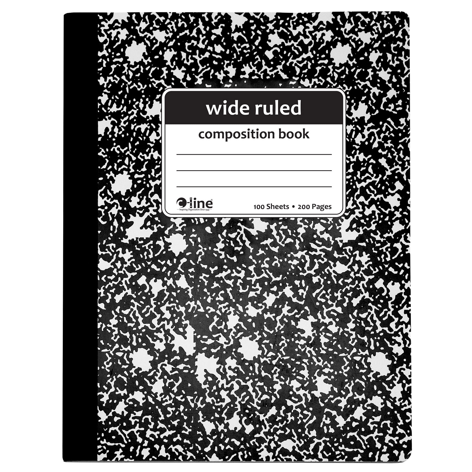 C-Line Composition Notebook, 100 Page, Wide Ruled, Black Marble, Pack of 12