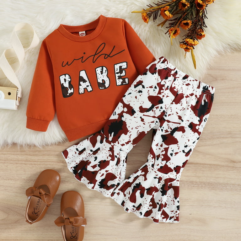 for Teen Girls Outfits Teen Girl Outfits for Juniors Toddler Baby Girl Fall  Winter Clothes Set Print Pullover Sweatshirt Top Cow Flared Pants Bell
