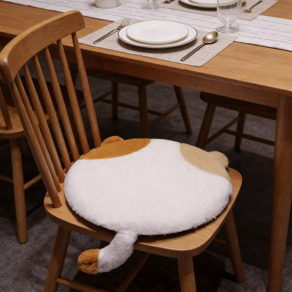 Cute Round Flat Cat Cushion,Anti-Slip Memory Foam Seat Cushion,Cata Shaped Chair Cushion,Student Bench Cushion 22.44Inch