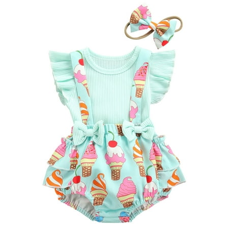 

Nokpsedcb 3PCS Toddler Baby Girls Fly Sleeve Tops Suspender Skirt Mint Green 0-3 Months