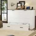 thumbnail image 4 of Queen Size Murphy Bed with Charging Station and Drawer, Mobile Space-Saving Folding Murphy Chest Bed, Multifunctional Wall Cabinet Bed for Bedroom Office, White, 4 of 8