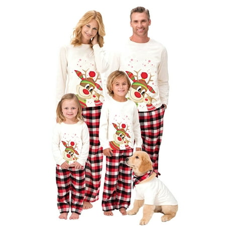

RSRZRCJ Family Christmas Pjs Matching Sets Elk Christmas Matching Jammies for Adults and Kids Holiday Xmas Sleepwear Set