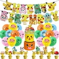 thumbnail image 3 of Pikachu Birthday Party Supplies, Including Happy Birthday Party Backdrop, Plates, Cupcake Toppers, Tablecloths, for Girl Boy Pikachu Theme Baby Shower Birthday Party Decorations, 3 of 4