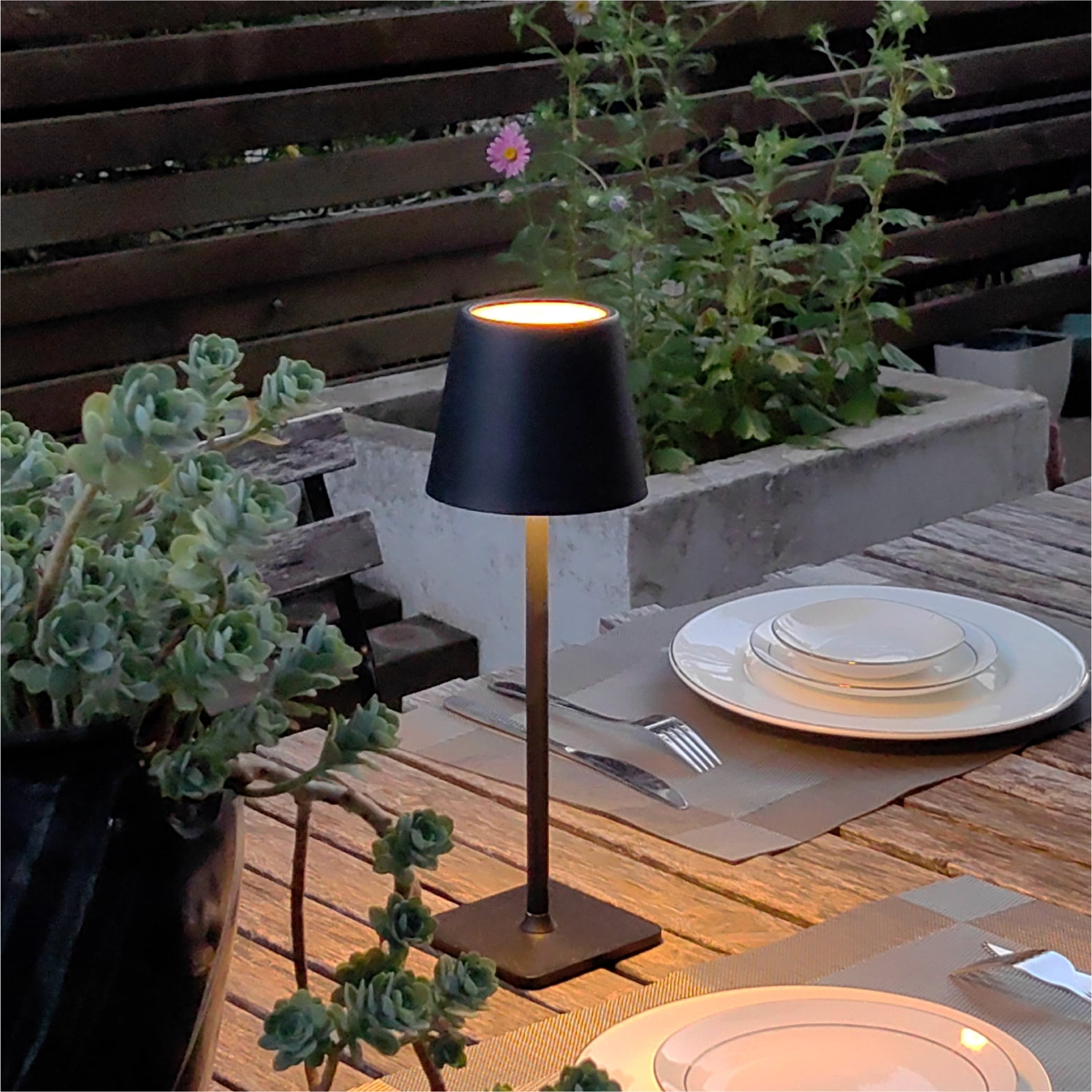 (2 pack) Mainstays 13" Indoor/Outdoor LED Rechargeable Stick Lamp, Black