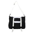thumbnail image 1 of Bolso de lona para el hombro, bolso bandolera informal para estudiantes universitarios, color negro, 1 of 5