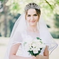 thumbnail image 3 of SHISUYAN 2PCS Frcolor Rhinestone Tiara Crown Veil With Comb Elegant Design Rhinestone Ribbon Comb Crown Communion Veil, 3 of 9