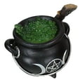 thumbnail image 4 of Wicca Triple Moon Goddess Pentagram LED Light Cauldron And Broomstick Figurine, 4 of 9