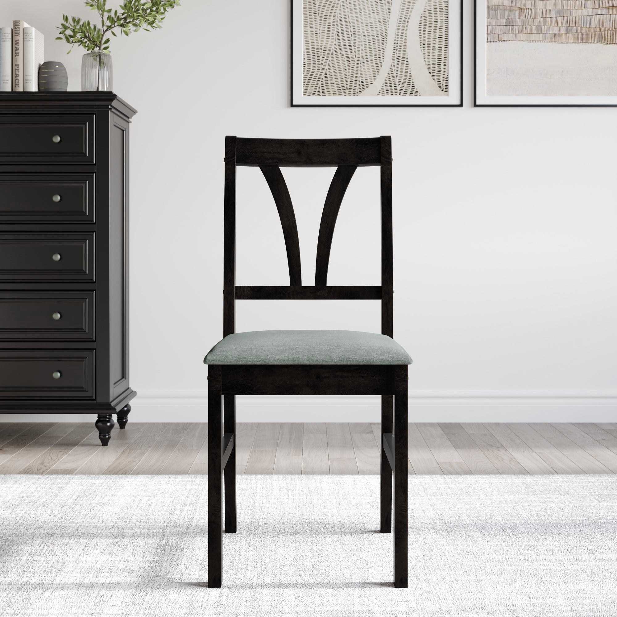 Home Design Dothan 4-Piece Counter Height Dining Chair Set with Padded Seats, Slat-Back Design, Sturdy Wood Frame, Modern Style, Black