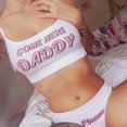 thumbnail image 2 of Conjunto de pijama con estampado de letras de papá para mujer, Tops y calzoncillos cortos, Sexy, bonito, novedad de 2021, 2 of 4