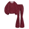 thumbnail image 5 of Grblisyd Girls 2 Piece Outfit Kids Fall Winter Leopard Print Sweatshirt Tops and Trendy Bell Bottom Pants Set Back to School Clothes, 5 of 7