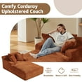 thumbnail image 5 of Kosynda Extra-long 79" Chaise Lounge Chair Indoor, Corduroy Upholstered Modern Sofa Couch with Pillows for Living Room, Office, No Assembly Required, Brown, 5 of 7