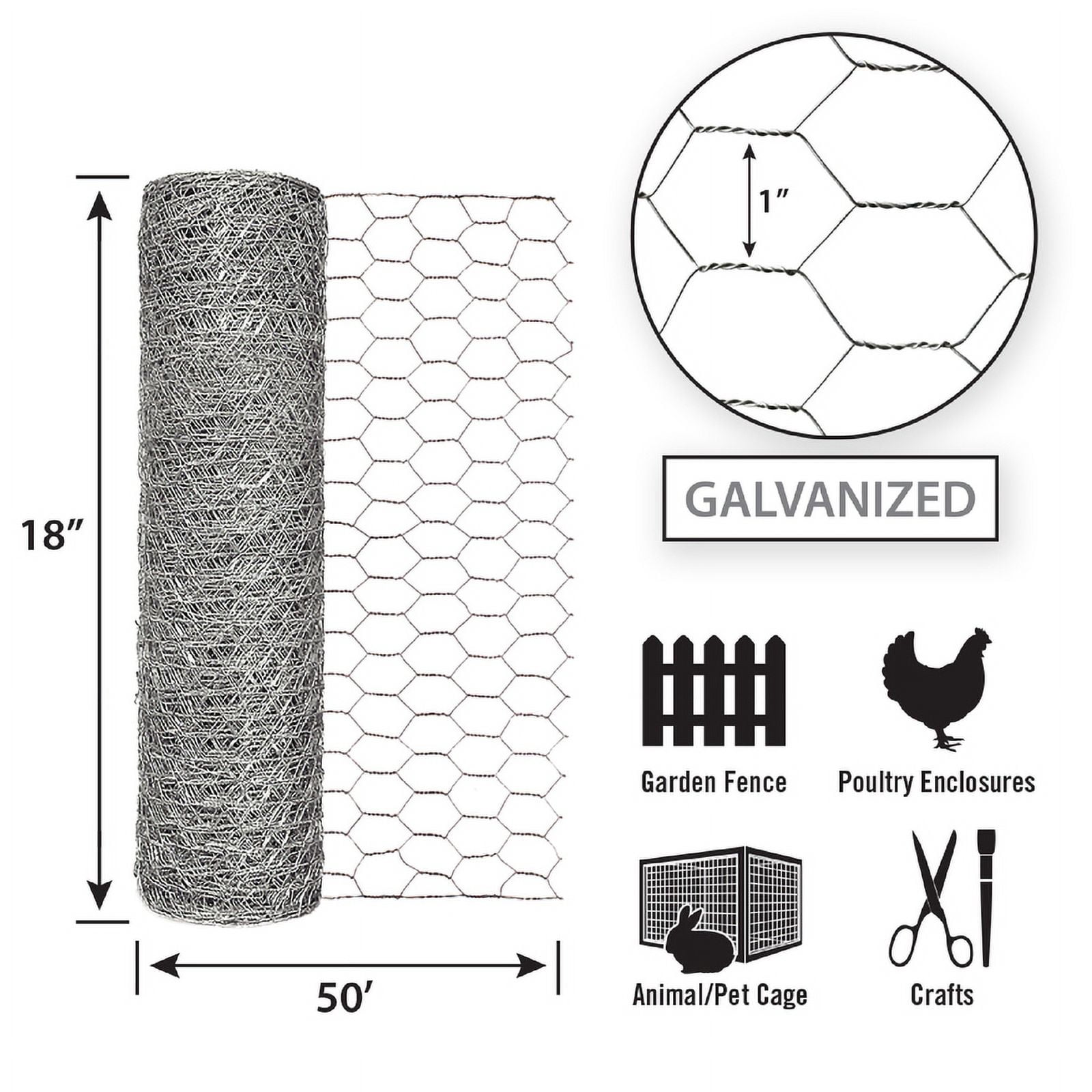 Garden Zone 12.90" x 12.90" Galvanized Steel Poultry Netting