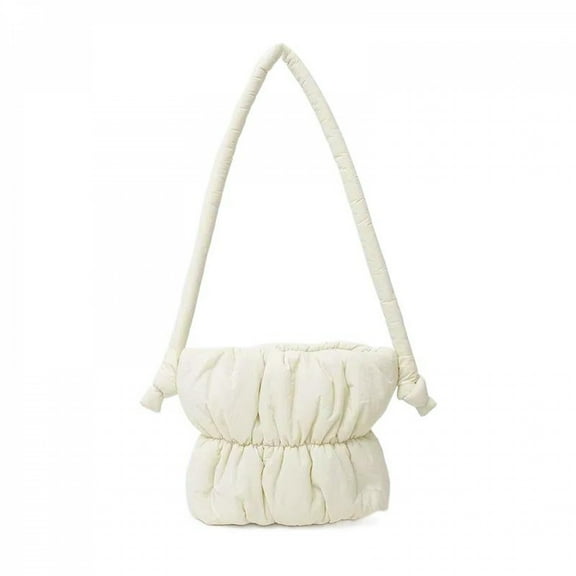 Wisolt Puffer Shoulder Bag for Women,Designer Puffer Tote Bag,Everyday Soft Cute Quilted Bags Shoulder Purse-Beige