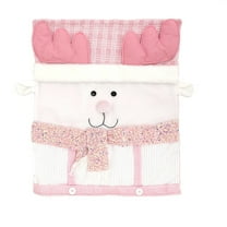 Pink Christmas Chair Cover, Santa Doll Polyester Slipcover for Home Party, Stretch Washable 20x18in, Festive Decor