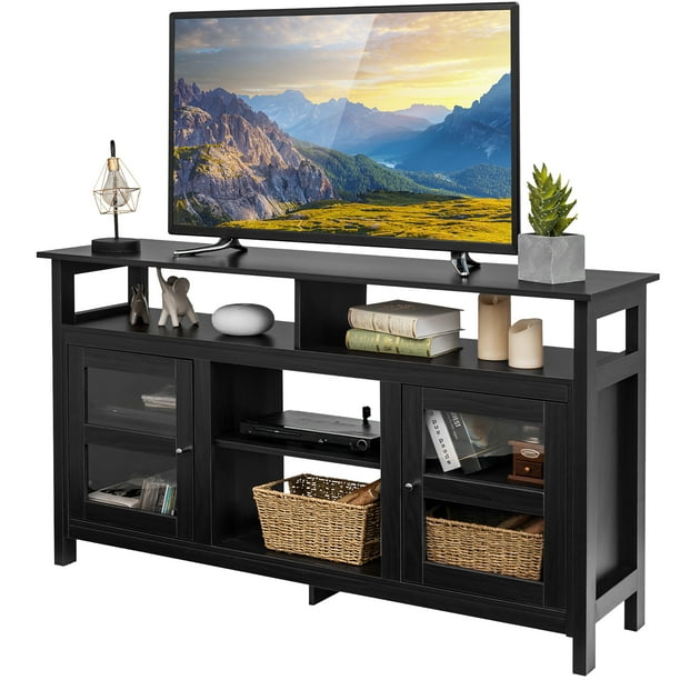 Costway Mueble para TV de 58, con Chimenea de Madera y 2 Gabinetes, Mesa de Consola para Sala de Estar para Televisores de hasta 65 Pantalla Plana