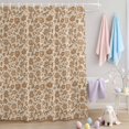 thumbnail image 2 of Shower Curtain Brown Floral Silhouette Shower Curtains for Bathroom Decor, Waterproof Polyester Shower Curtain Set with Hooks, Standard Size 72" x 72" Vintage Spring Flower, 2 of 9