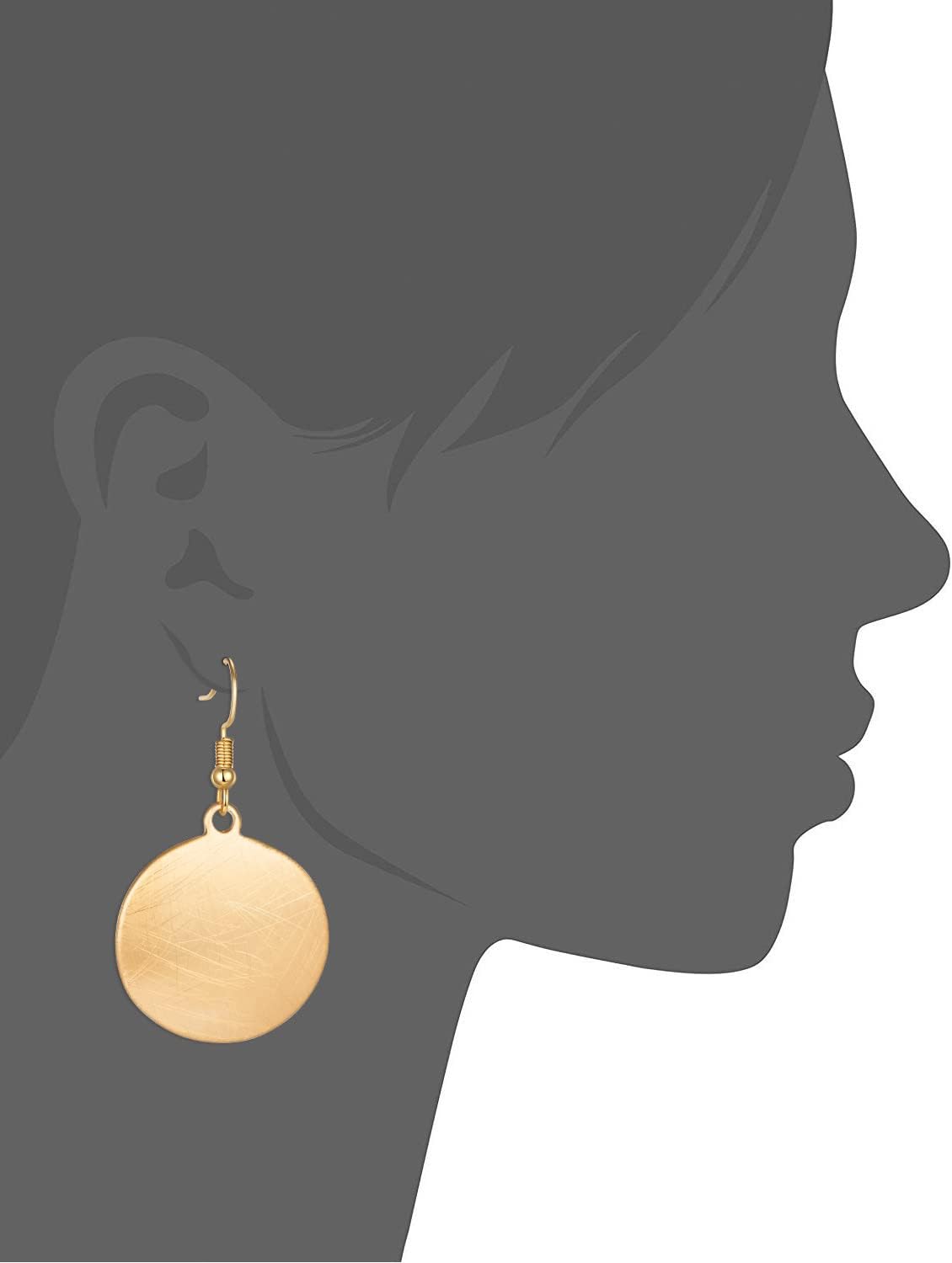 Hand-Crafted Teardrop Fine Earrings with Brushed Finished Dangle Earring Brushed Gold Silver Rose Gold Colored Round Disc Shaped Drop Earring Hook Earring[a160]