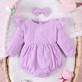 thumbnail image 2 of Sngxgn Baby cute design Bodysuit Short Sleeve Baby Clothes for Girl(Purple,3M), 2 of 6