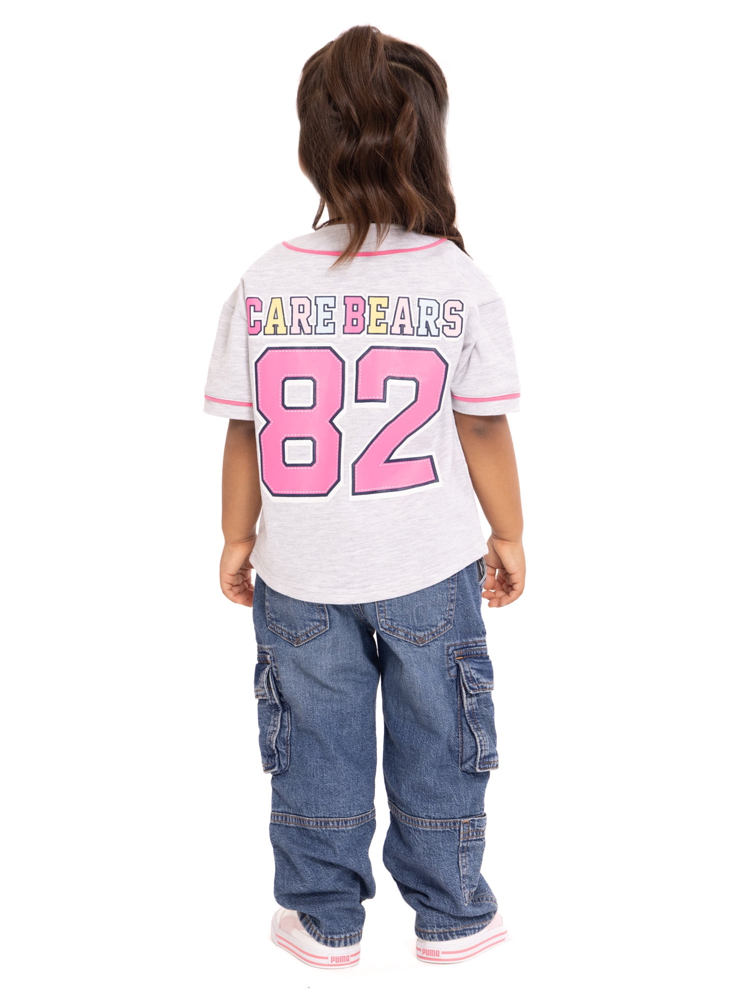Care Bears Toddler Button Down Baseball Jersey with Short Sleeves, Sizes 12M-5T