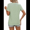 thumbnail image 3 of Blusa Informal de Corta con Cuello Redondo, Ojales Bordados y Aberturas para Mujer, Color Verde , Talla L, 3 of 9