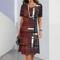 thumbnail image 2 of Vêtements d'Été pour Femmes Robes à Manches Courtes Impression Irrégulière Longue Robe 3d Rétro Vêtements pour Femmes Ample Col Rond Chandail FJH FJH, 2 of 7