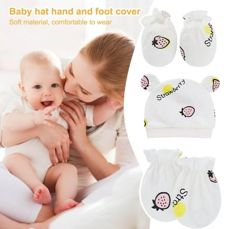 

Waroomhouse 3Pcs/Set Baby Hat Mittens Cartoon Pattern Keep Warmth Breathable Cute Infant Beanie Caps Gloves Foot Covers Baby Supplies