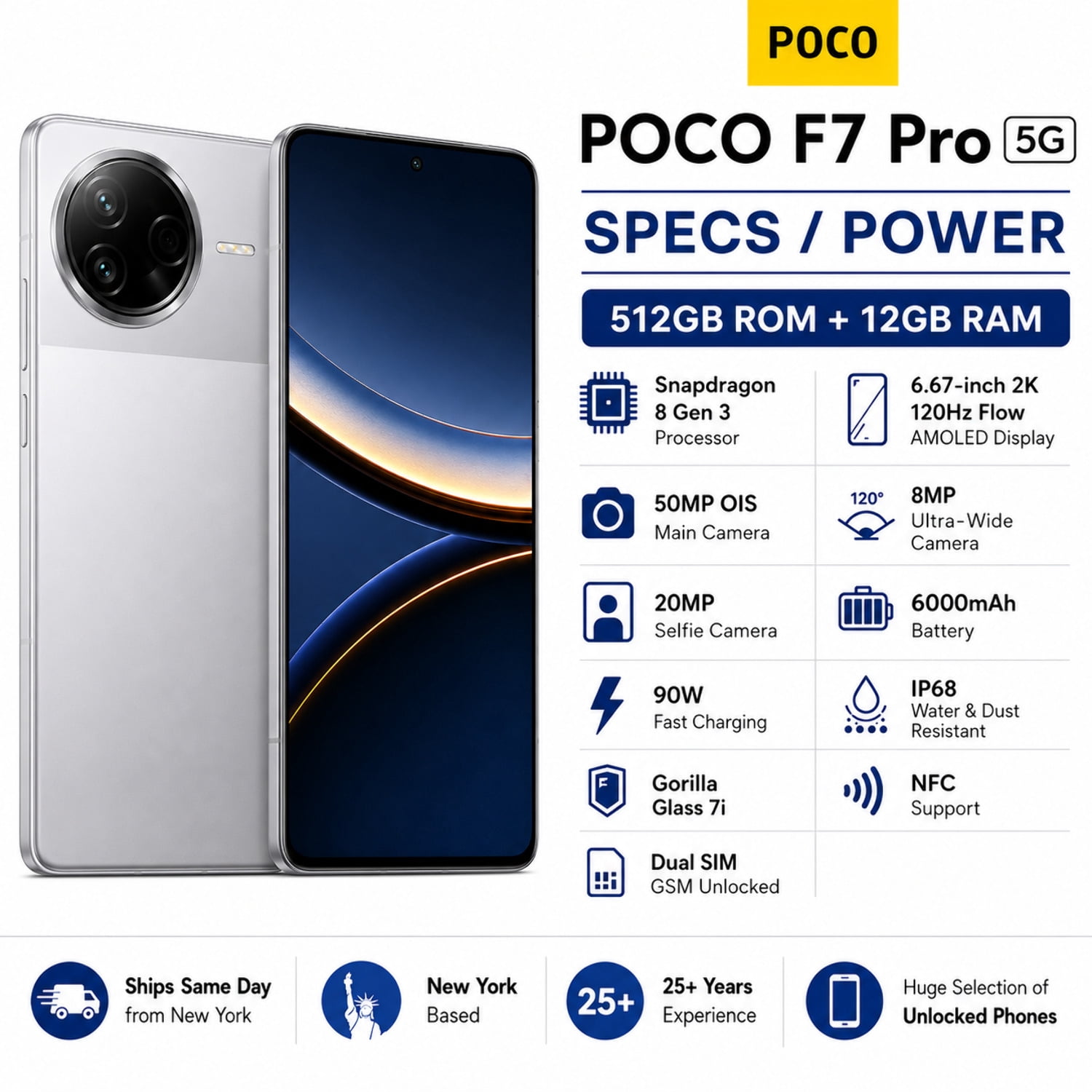 Xiaomi Poco F7 PRO 5G 512GB ROM 12GB RAM Dual Sim GSM Unlocked
