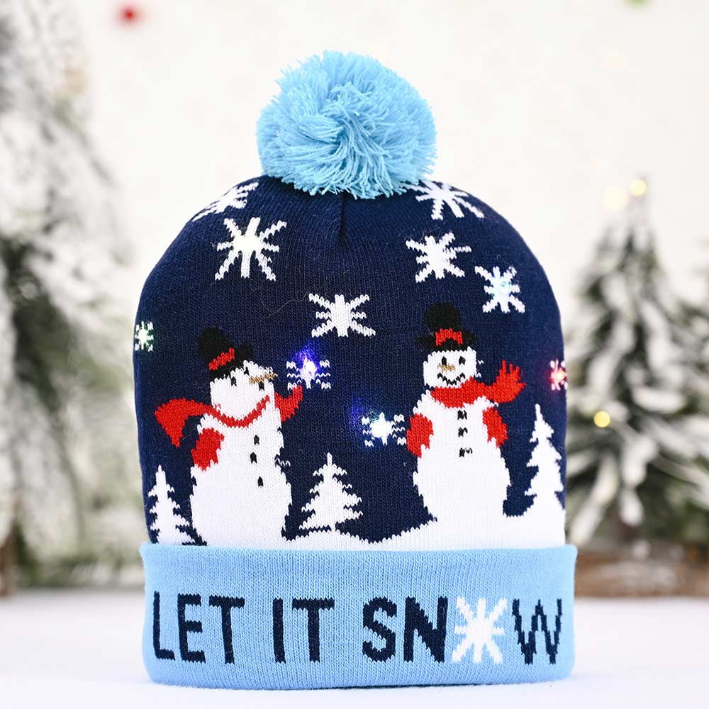 LED Sweater knitted Beanie Light Up Knitted Hat for Kid Adult Party Christmas 