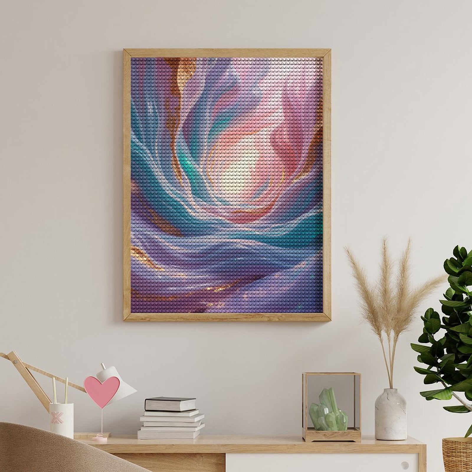 Diamond Art Kits for Adults, Ethereal Pastel Swirl Abstract Art 5D Diamond Painting Kits for Adults Beginners, DIY Full Drill Diamond Painting, Gem Art and Crafts 12x16