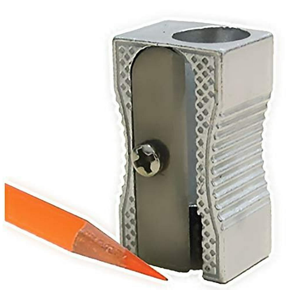 24 Metal Rectangular Silver Pencil Sharpeners, 1 Hole Steel Blade