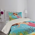 thumbnail image 2 of Ambesonne Mermaid Quilted Coverlet 2 Pcs, Cheerful Underwater, Twin Size, Multicolor, 2 of 4