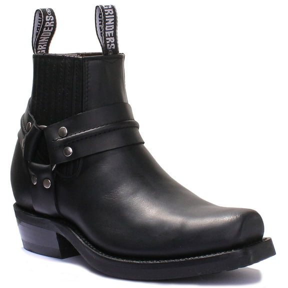 Grinders Unisex Black Western Leather Boots-Renegade Lo