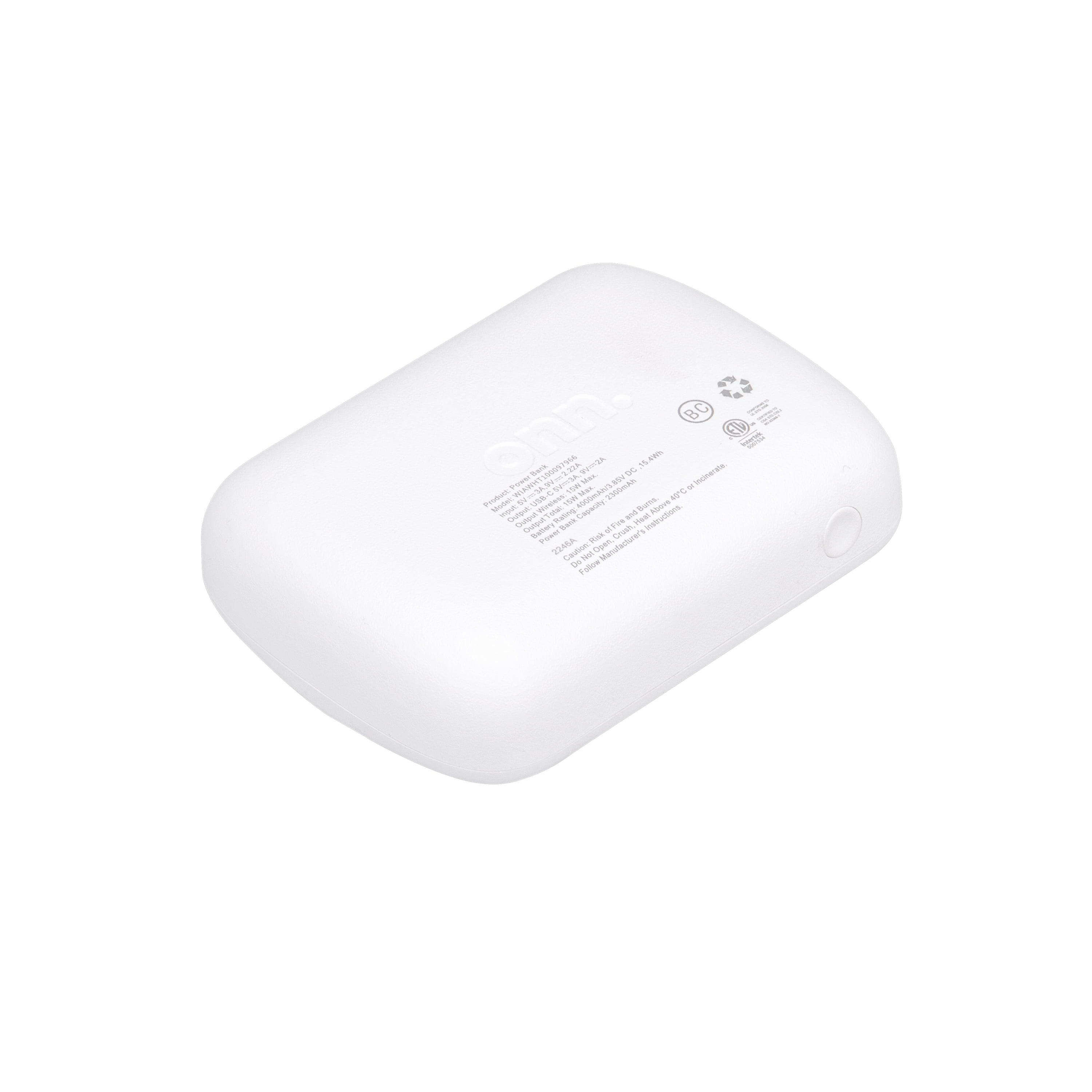 onn 4,000 mAh Magsafe Portable Battery, MFI Certified, White - Compatible with iPhone 17/16/15/14/13/12 Series