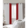 thumbnail image 3 of Red Solid Color Texture Blackout Curtains 90 Inches Long for Bedroom, Simple Red Stripes Thermal Insulated Room Darkening Black Out Window Curtain Panels Grommet Drapes for Living Room, 3 of 8