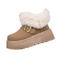 thumbnail image 2 of Gamivast Ankle Boots for Women Winter Slip-On Fuzzy Fleece Lined Warm Snow Booties Fashion Sherpa Collar Platformed Non-Slip Shoes Comfortable Chunky Flat Heel Round Toe for Outdoor Indoor, 2 of 6