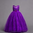thumbnail image 5 of SGFCWSX Girls Princess Dress Sleeveless Floral Lace Beaded Bodice Full Length Lace Skirt Birthday Evening Formal Party Dress Purple Size 7-8 Years, 5 of 7