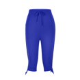 thumbnail image 6 of felwors Womens Capris for Summer 2026 Casual Yoga Gym Capri Leggings with Drawstring Shorts High Waisted Cropped Beach Pants (Dark Blue, XL), 6 of 7