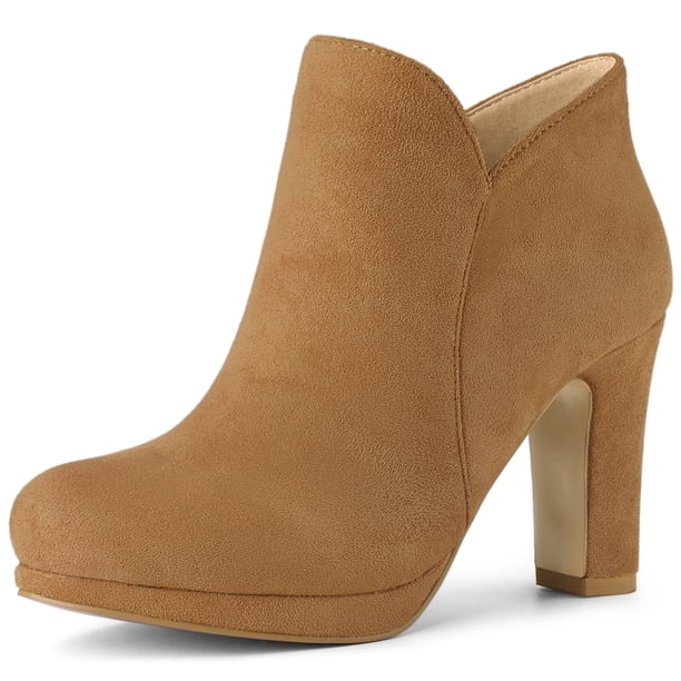 Botas Tobillo Allegra K Tacón Grueso punta Redonda marrón 24.5cm