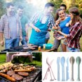 thumbnail image 4 of 4 Juegos de Cubiertos Portátiles, Cuchara Reutilizable Cuchillo Tenedores, Vajilla Desmontable 3 en 1, Juego de Vajilla de Viaje, para Adulto Picnic Camping (Set 4/ Azul, Verde, Rosa, Beige), 4 of 4