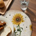 thumbnail image 3 of Vintage Sunflowers Round 13 Inch Placemats Set of 6, Spring Summer Retro Bees Yellow Floral HeatResistant Non Slip Place Mats for Dining Table, Wipeable Braided Kitchen Table Mats for Housewarming, 3 of 9