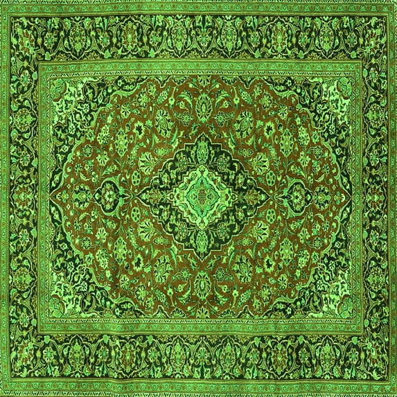 Ahgly Company Indoor Square Persian Green Traditional Area Rugs, 7' Square