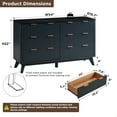 thumbnail image 3 of OKD 6 Drawer Dresser for Bedroom with Faux Marble Top, Modern Wood Chest of Drawers, Dresser Organizer, Dark Grey, 3 of 6