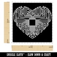 thumbnail image 2 of Computer Chip Circuit Board Heart Love Self-Inking Rubber Stamp Ink Stamper - Brown Ink - Small 1 Inch, 2 of 7