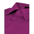 thumbnail image 4 of Men's Slim Fit Button Up Long Sleeve Solid Dress Shirt - Magenta - M (15-15.5) 34/35 sleeve, 4 of 5