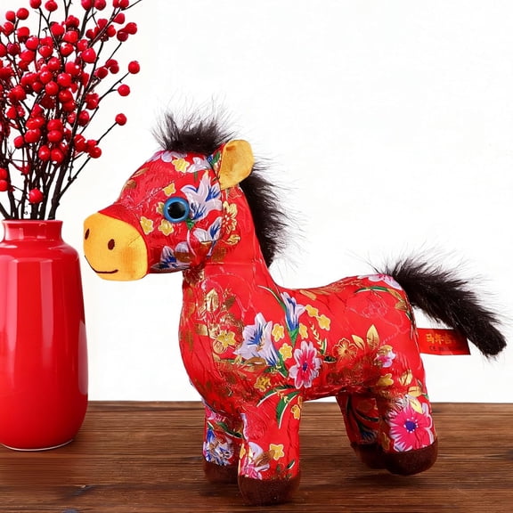 2026 Year of The Horse Stuffed Animals Mascot Plush 7.8in Chinese New Year Plush Horse Mascot Doll Toys Chinese Zodiac Decor for Spring Festival Lunar New Years Gifts Home Car Decor Blessing Souvenir
